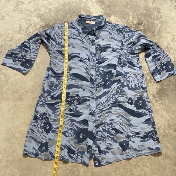 Lands Downunder Dress Womens Size Small Button Front Tunic‎ Blue Water Wave - Picture 4 of 9